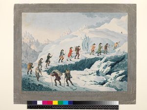 Valentine-Richards. Subida do Mont Blanc por M. de Saussure em agosto de 1787, c.1790 (impressão)